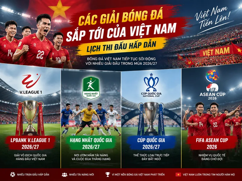 Bóng đá Việt Nam bước vào mùa giải mới với V.League, Hạng Nhất, Cúp Quốc gia và giải quốc tế.